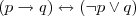 \begin{array}{l} \\ (p\rightarrow q) \leftrightarrow (\neg p\vee q) \\ \end{array} \begin{array}{l} \\ (p\rightarrow q) \leftrightarrow (\neg p\vee q) \\ \end{array}